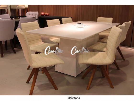 Conjunto Mesa de Jantar Ammo Mobili Livia Matilde com 08 Cadeiras 2.00 x 1.00 Retangular